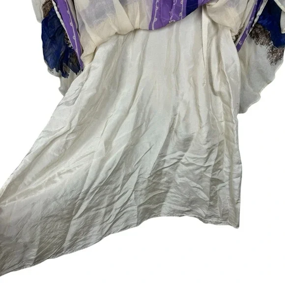 Anthropologie x Lil 100% Silk, Ivory and Purple Floral Dress, Size‎ 2-4 - Picture 5 of 13